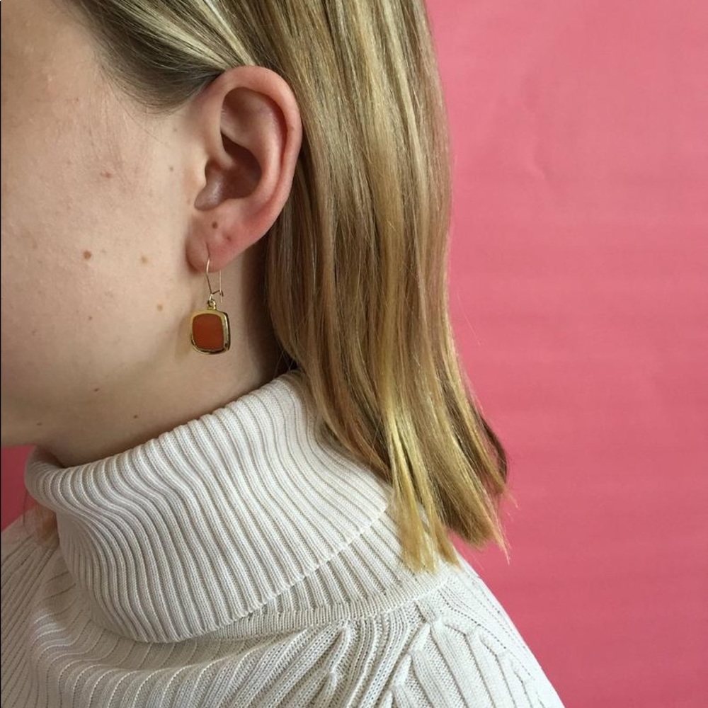 vintage mod geometric bakelite inset earrings